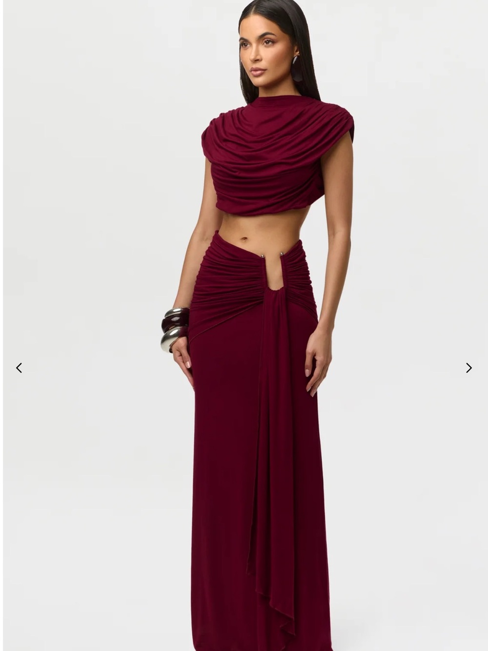 naked wardrobe BurgundyMaxi Skirt